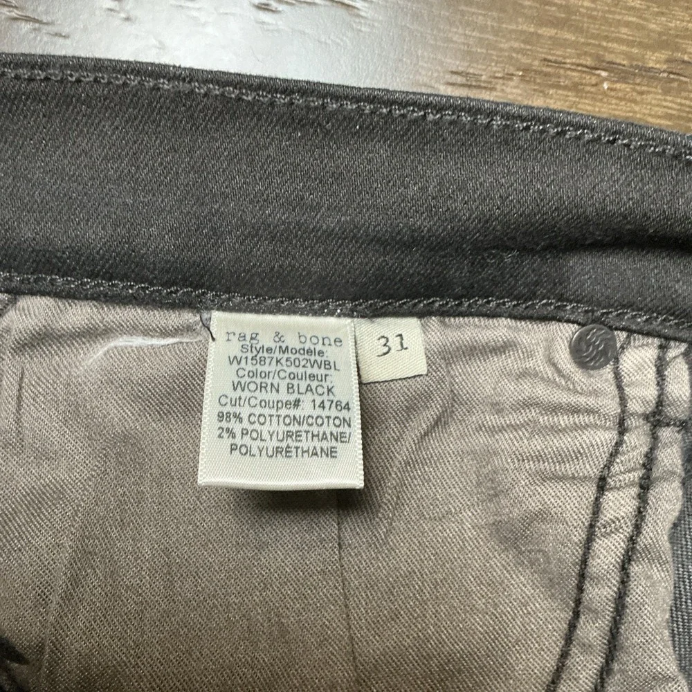 Rag & Bone Women's 10 Inch High Rise Dre Jeans Black Cotton Size 31 EUC - Picture 10 of 10